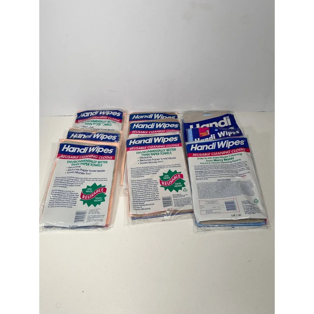 Handi Wipes Reusable Cleaning Cloths 21x13 Lot of 9 Packs Orange Blue Vintage